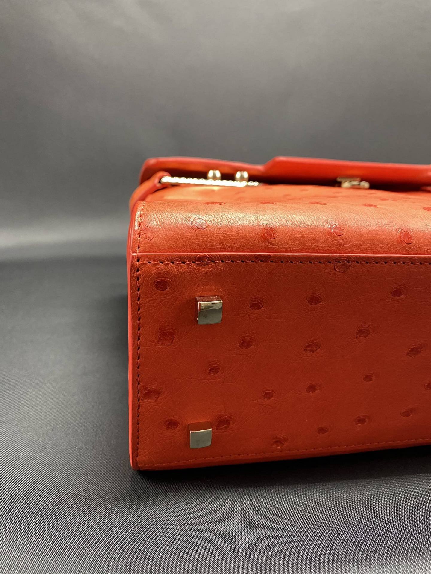 Delvaux Tempête in orange Ostrich leather